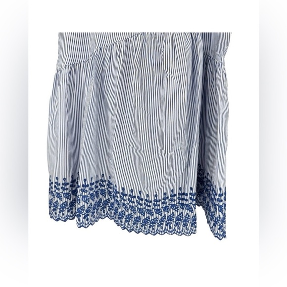 Tuckernuck Cinzia Blue Stripe Eyelet Skirt Size M NWT Cotton Blend Midi Boho - Picture 10 of 13